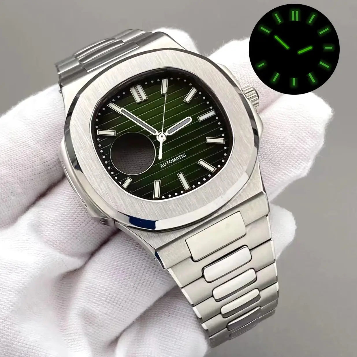 43mm Silver Stainless Steel for Nautilus Case NH35 NH36 NH38 4R Movements 30.5mm Dial Men Watch Repair Replacement Case NH35