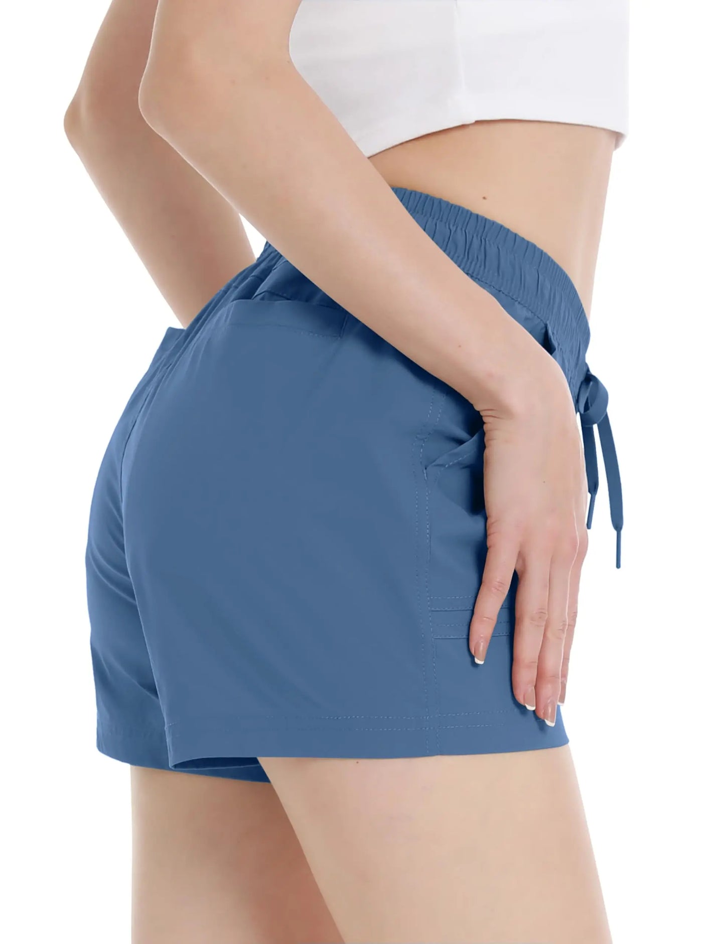 TACVASEN Quick Dry Hiking Cargo Shorts Womens Summer Outdoor Athletic Short Pants Elastic Waist Drawstring 4 Pockets Gym Shorts