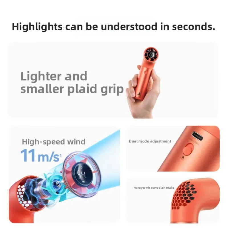 High-speed Violent Wind Gathering Handheld Small Fan Mini Portable Usb Turbo Electric Fan Large Wind Silent Outdoor Camping