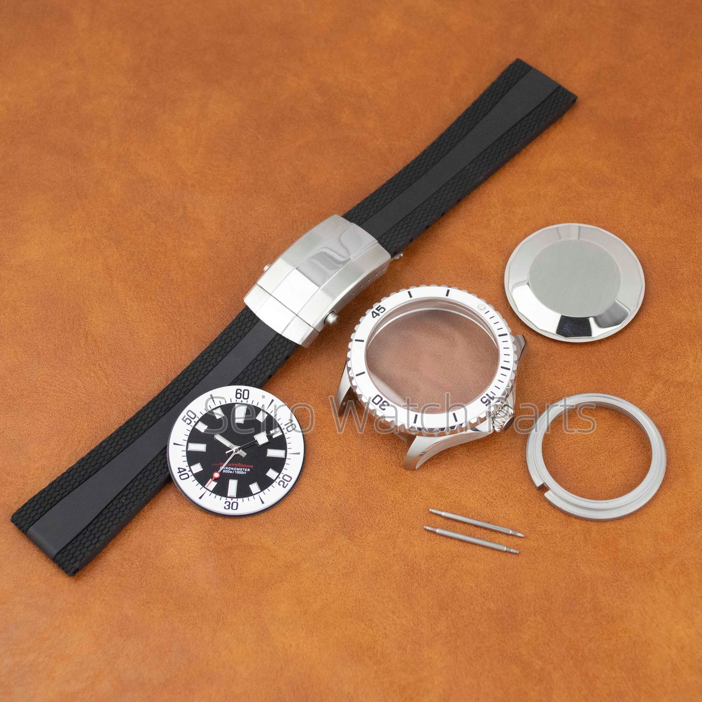 for SUPEROCEAN NH35 Case Rubber Strap Dial Hands 200m Dive Watch Men Stainless Steel Sapphire Crystal fit for NH35 NH36 Movement