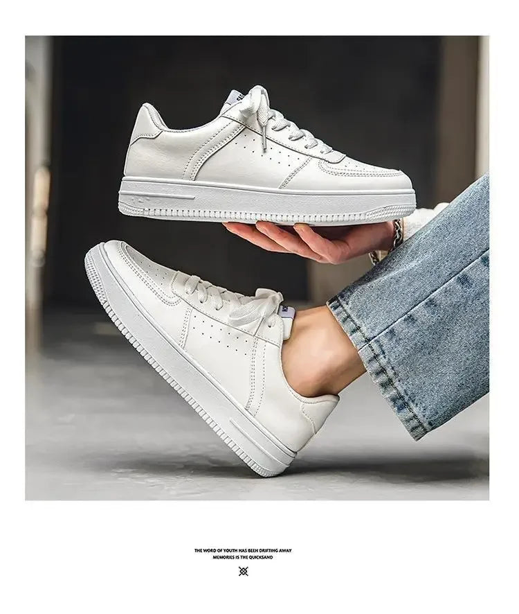 **2025 New White Shoes for Men's Spring Youth Casual Versatile Men's Shoes for Students Pure White Sports Board Shoes