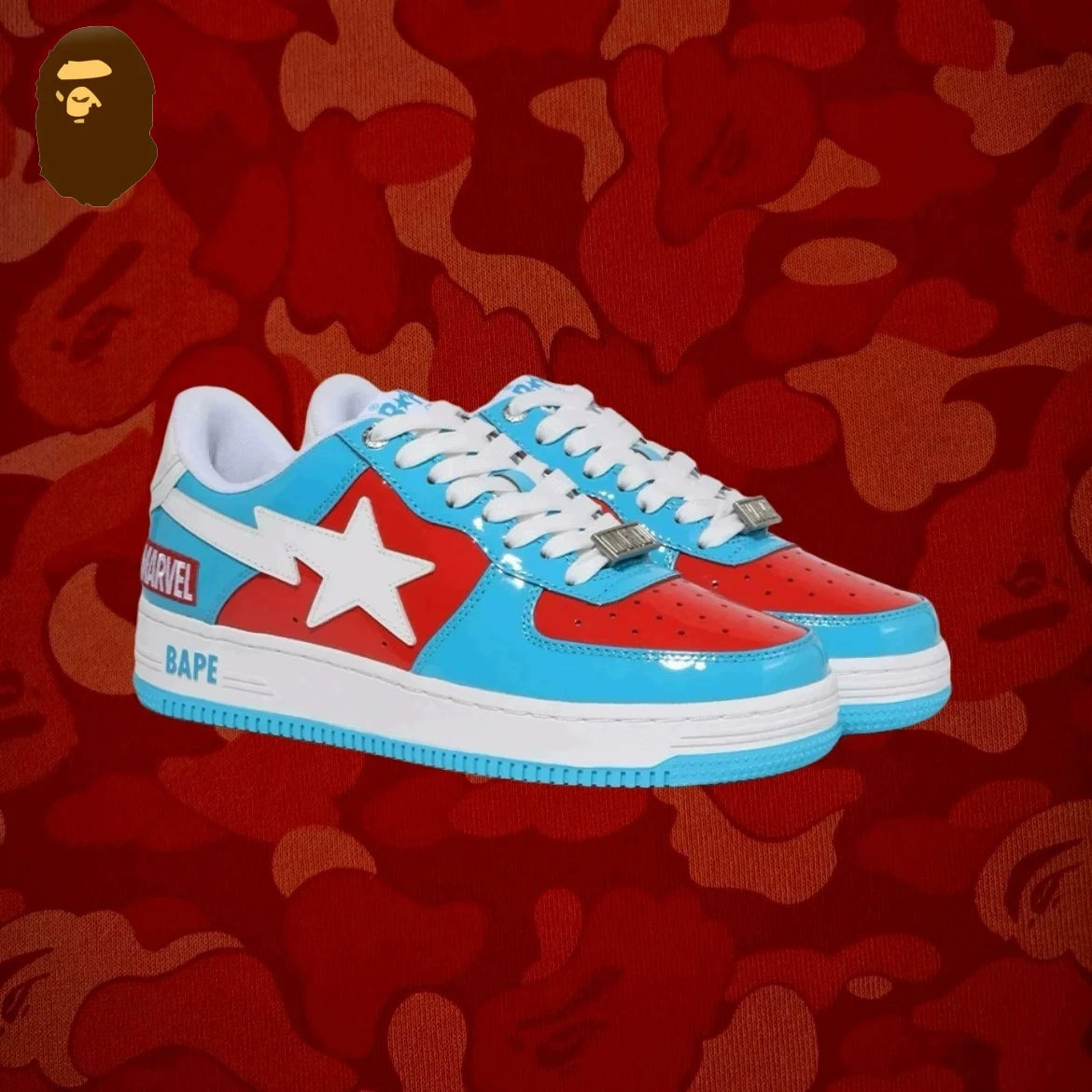 A BATHING APE Bape Sta X Marvel Hero Collection Co Branded Niche Street Vibe Fashion Casual Board Shoes Trend Shoes