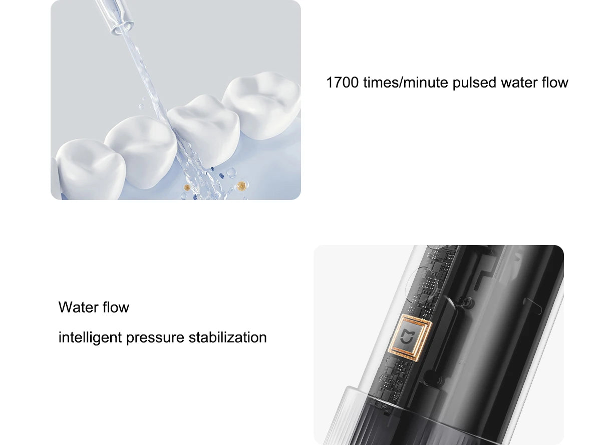 XIAOMI MIJIA Portable Oral Irrigator F400 4 Mode 200mL Water Tank 1700 Time/m Water Spray Retractable Irrigator Flosser Pick Jet