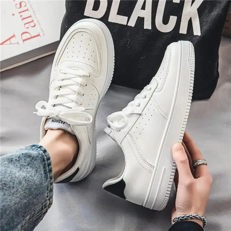**2025 New White Shoes for Men's Spring Youth Casual Versatile Men's Shoes for Students Pure White Sports Board Shoes