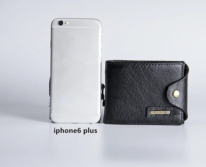 Men's Vintage PU Leather Wallet, Compact Card Holder & Purse, Durable Casual Slim Design with Metal Hasp