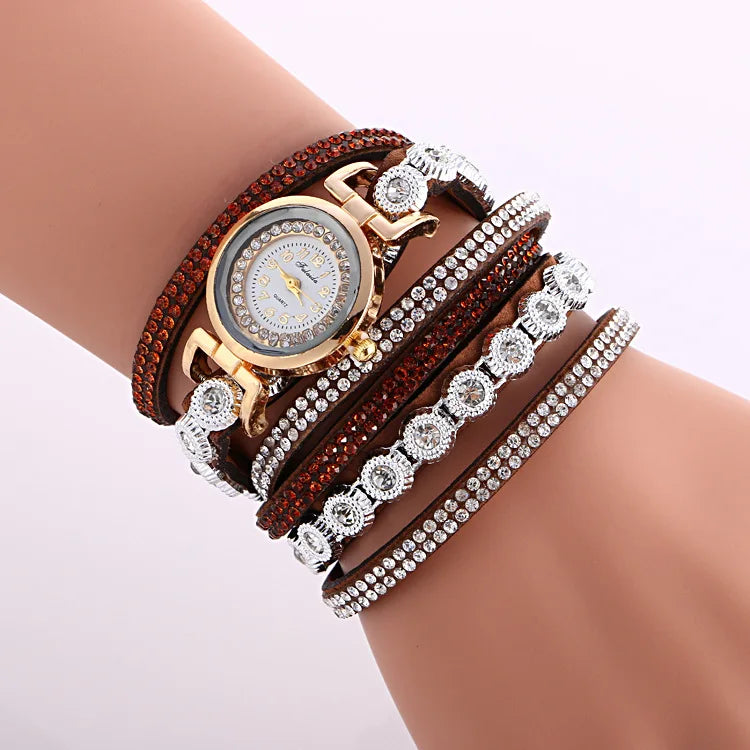 Women Watch Fashion Leather With Diamond Bracelets for Women Clock Ladies Watches Casual Fashion Noble Elegant Relogio Feminino