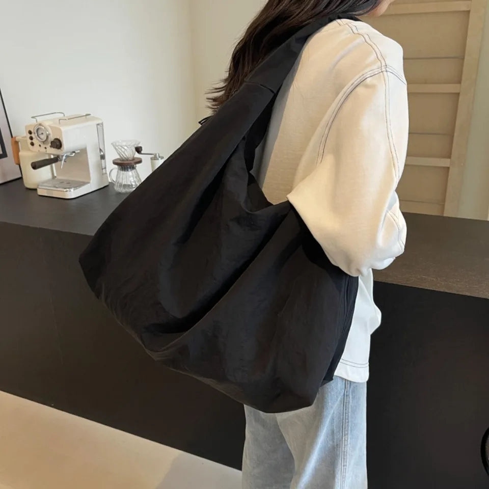 Japanese Fashion Casual Nylon Tote Bag Women 2025 New Style Trend All-match Large Capacity Underarm Bag Commuter Shoulder Bag