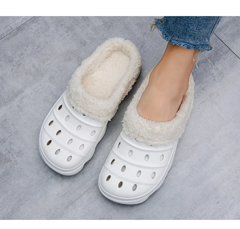 Waterproof cotton slippers for men winter 2024 new cashmere thickened warm waterproof non-slip indoor shoes