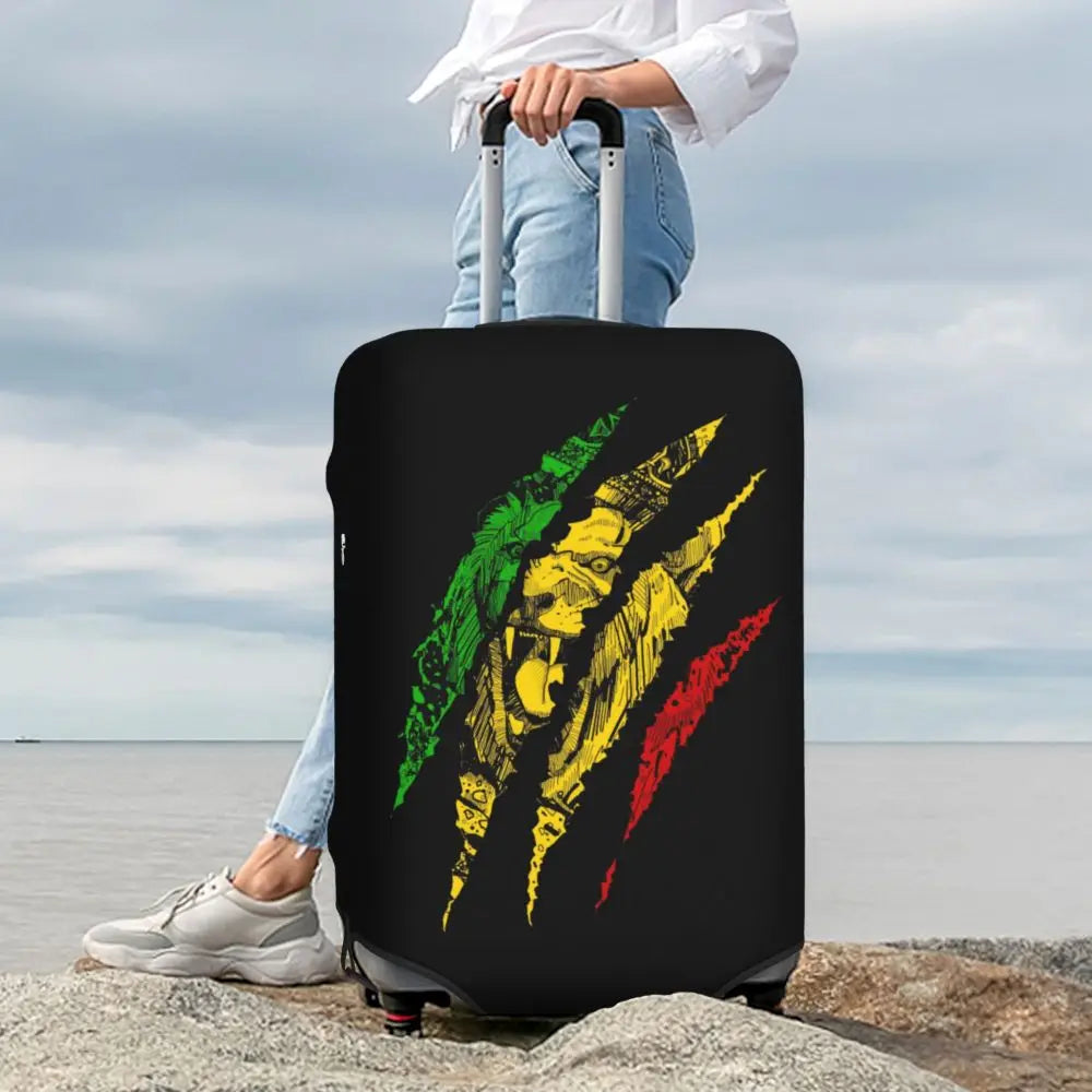 Custom Cute Jamaica Rasta Judah Lion Rastafari Flag Luggage Cover Protector Dust Proof Travel Suitcase Covers