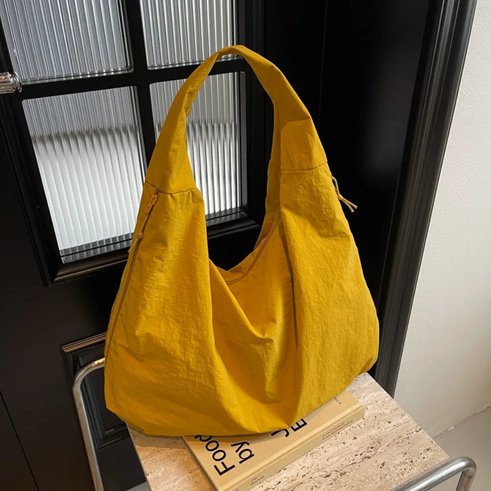 Japanese Fashion Casual Nylon Tote Bag Women 2025 New Style Trend All-match Large Capacity Underarm Bag Commuter Shoulder Bag