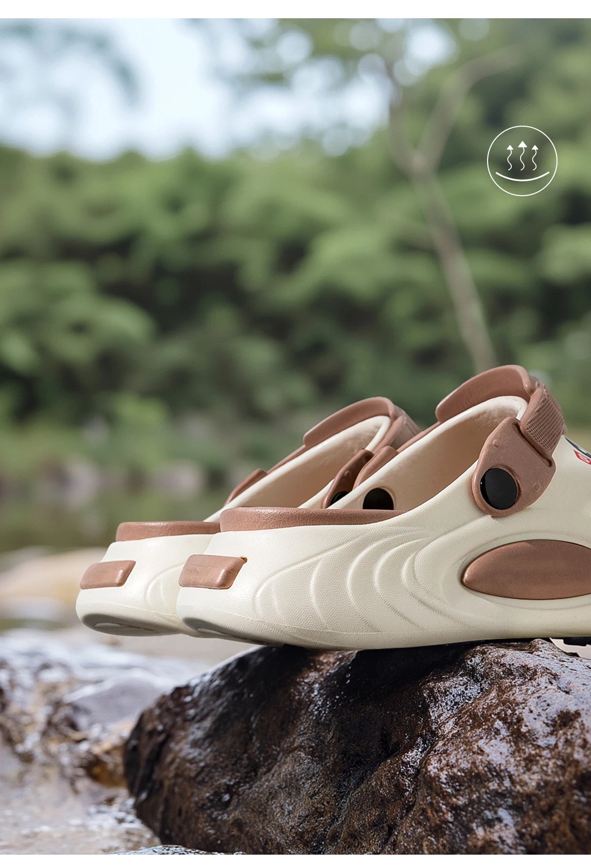 Summer Men Thick Bottom Hole Shoes Beach EVA Platform Slippers Fashion Comfortable Non-Slip Sandals Indoor Outdoor Men Slides