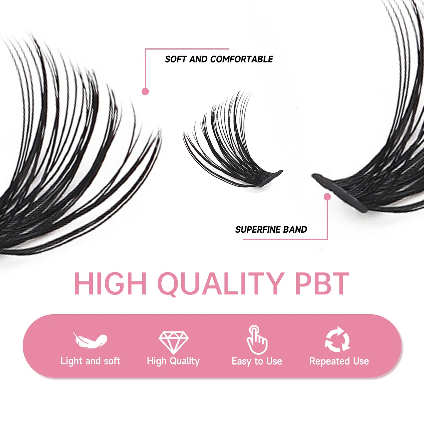 Eyelashes 240PCS Clusters Lash Bond and Seal Makeup Tools DIY Lashes Extension Kit for Lashes Tweezers Waterproof  Eyelashes Set