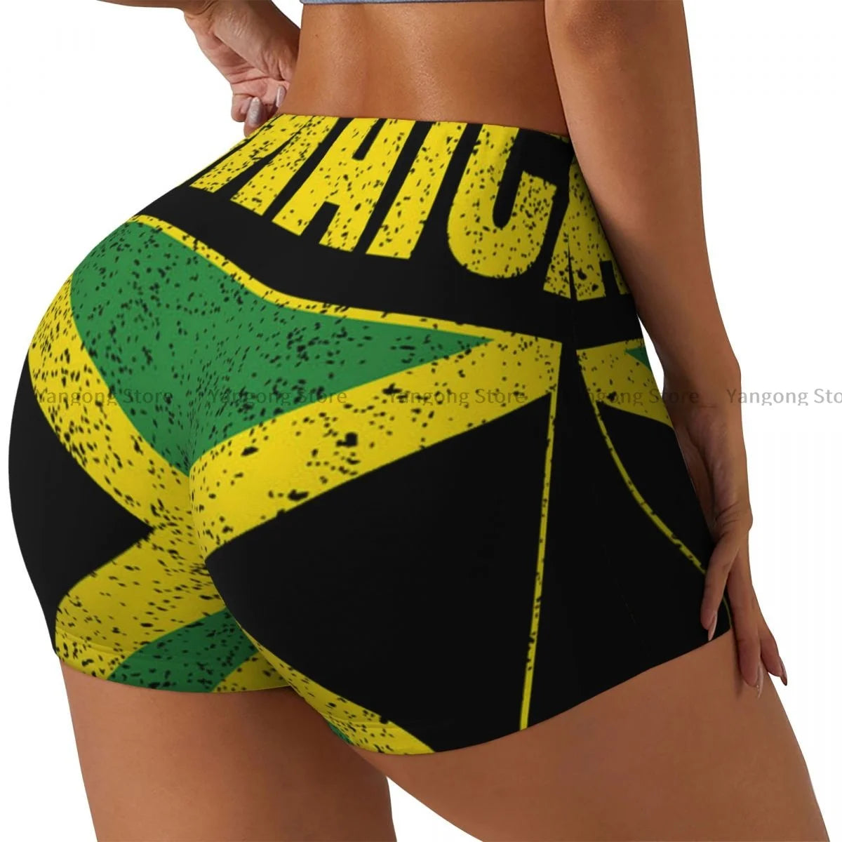 25/26 Women Yoga Shorts Jamaica Chevron Pattern Workout Shorts Fitness Quick-dry Ladies Yoga Gym Running Short Pants Sportswear