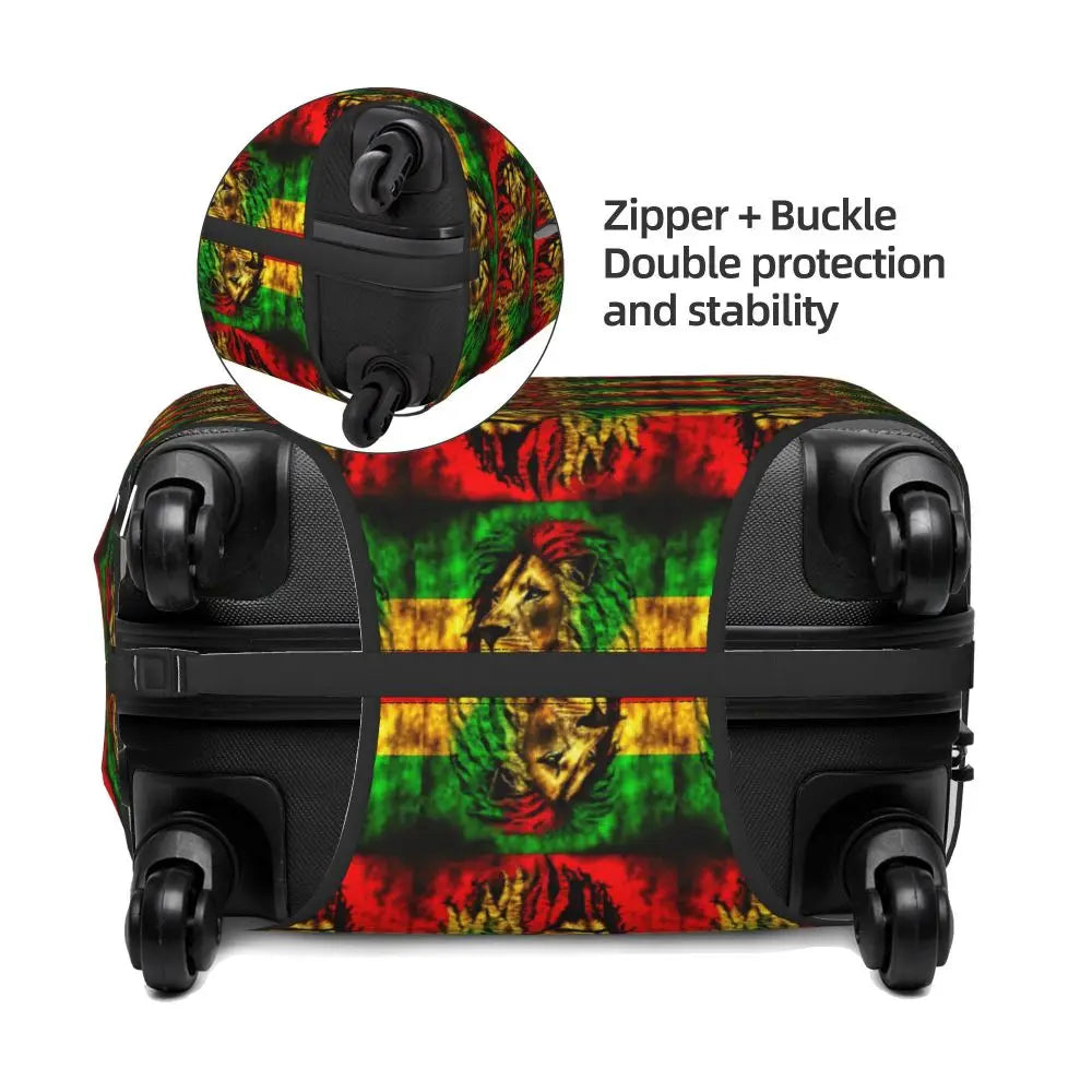 Custom Cute Jamaica Rasta Judah Lion Rastafari Flag Luggage Cover Protector Dust Proof Travel Suitcase Covers