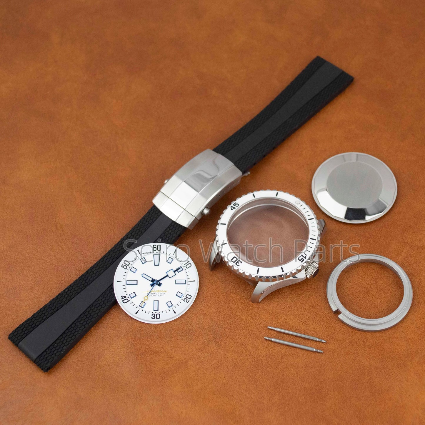 for SUPEROCEAN NH35 Case Rubber Strap Dial Hands 200m Dive Watch Men Stainless Steel Sapphire Crystal fit for NH35 NH36 Movement