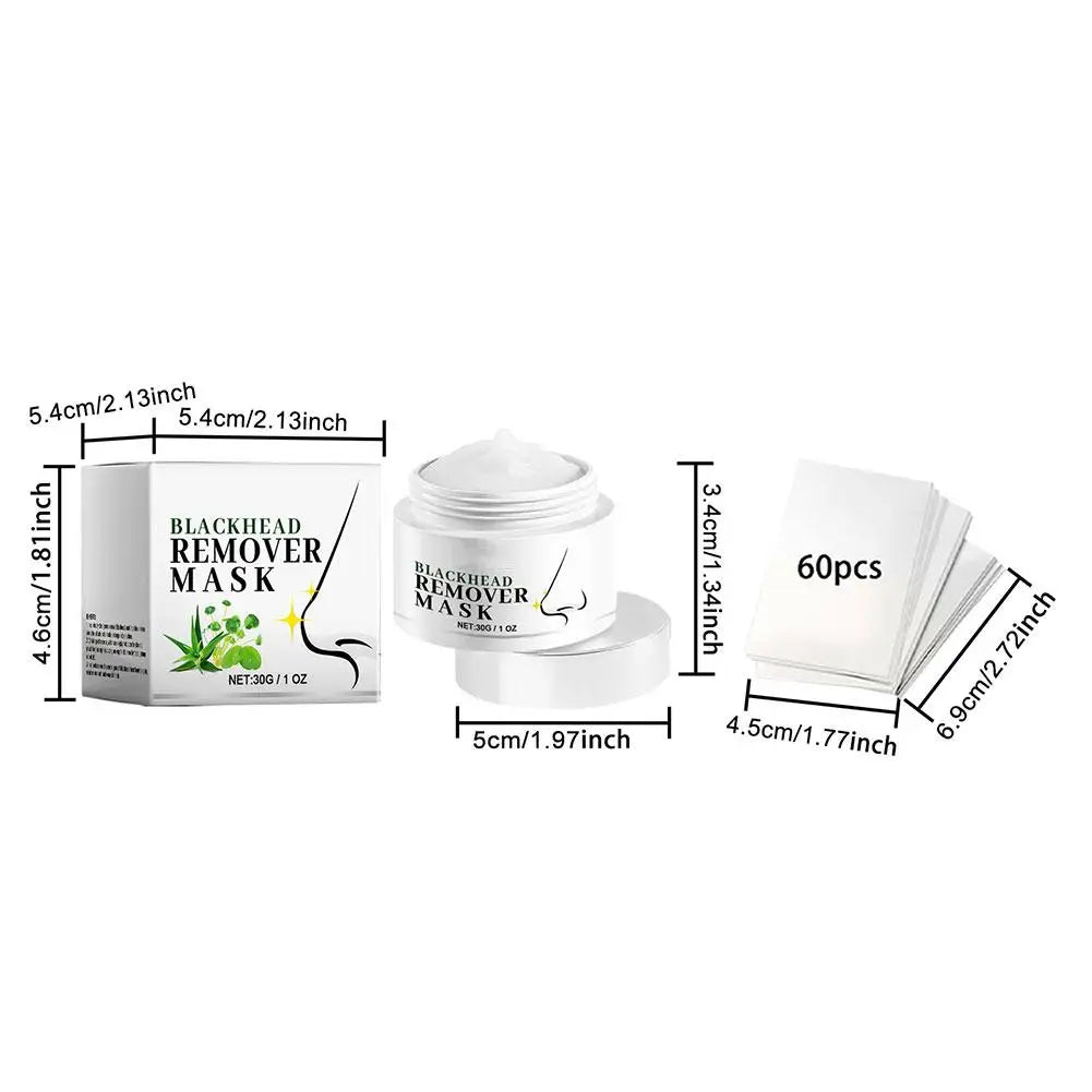 White Blackhead Remover Cream Paper Plant Pore Strips Nose Acne Cleansing Black Dots Peel Off Mud Mask Treatments Skin Care 30g