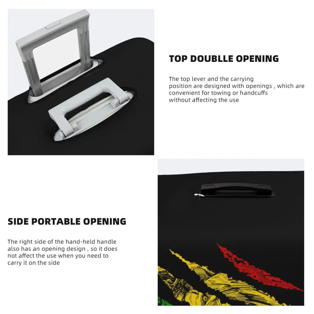 Custom Cute Jamaica Rasta Judah Lion Rastafari Flag Luggage Cover Protector Dust Proof Travel Suitcase Covers