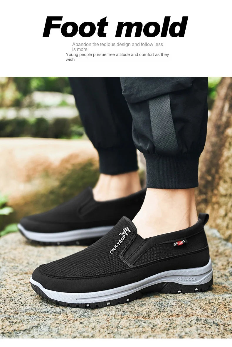 Men's Casual Loafers, Sneakers, Mesh Breathable Retro Driving Shoes, Slip-on Vulcanized Soft Soles, Non-slip Solid Color Shoes