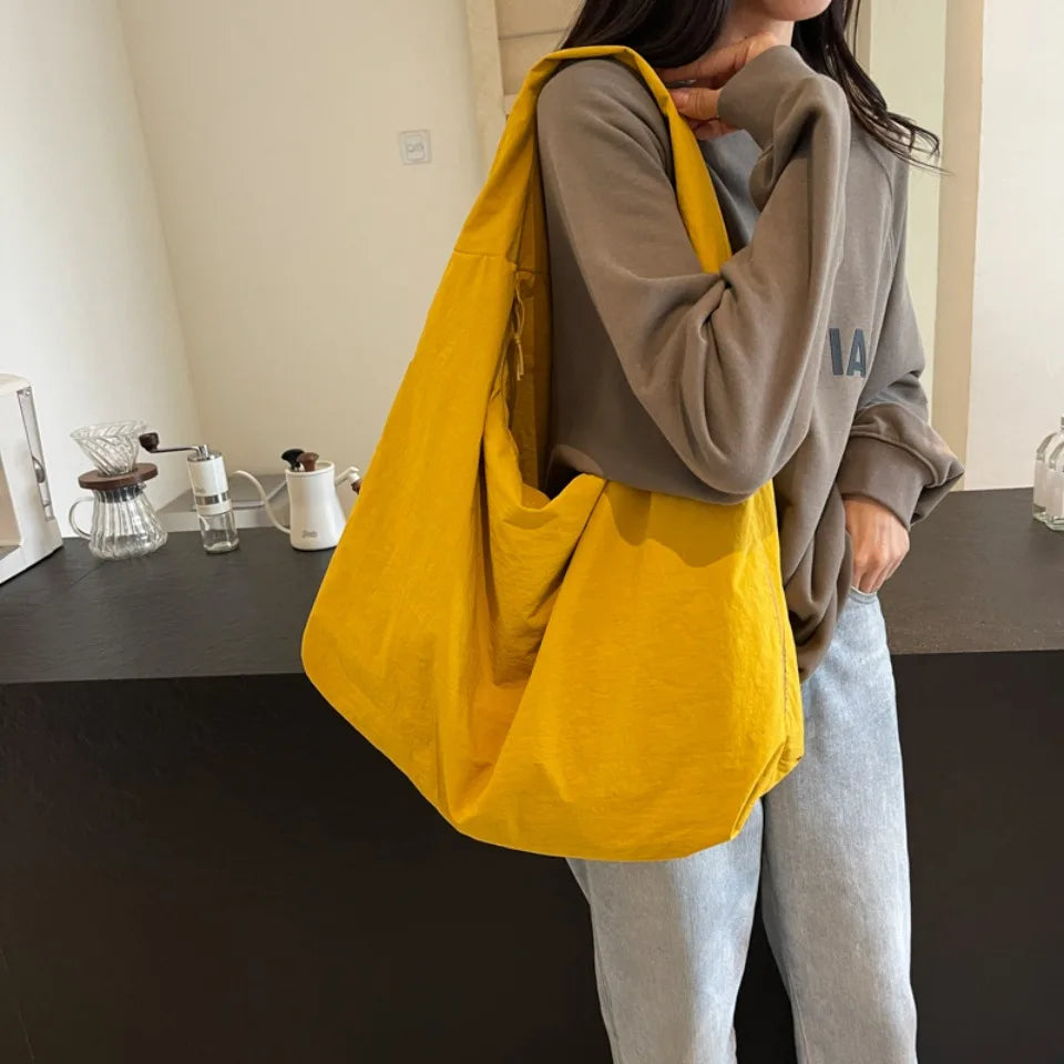 Japanese Fashion Casual Nylon Tote Bag Women 2025 New Style Trend All-match Large Capacity Underarm Bag Commuter Shoulder Bag