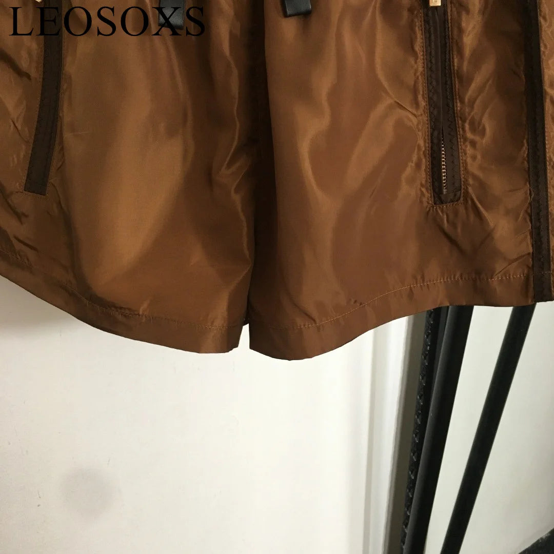 Shorts Women's Summer Elastic Lace Up Shorts Solid High Waist Brown Shorts Female Brand Design Fashion Casual Short Pants Beach