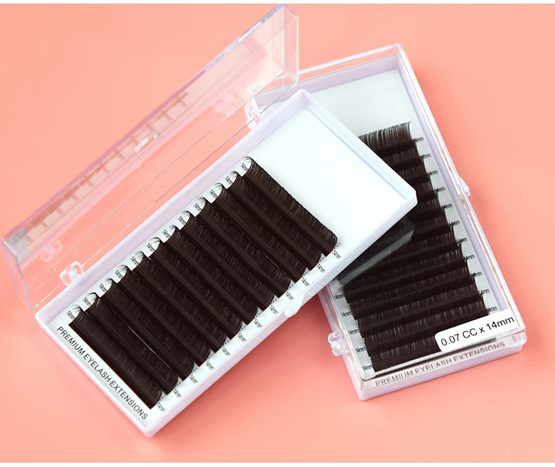 H&L SINCE 1990 12 Rows Dark Brown Individual False Eyelashes Fake Lashes Eyelashes Extensions Supplies Makeup Tools