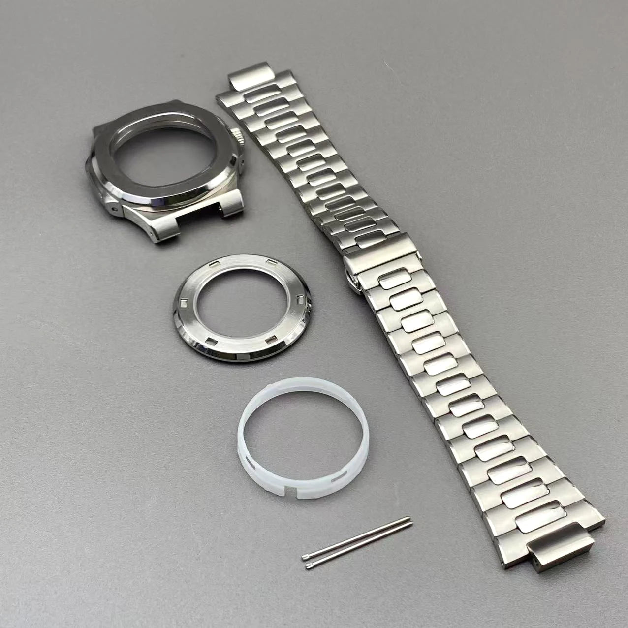 43mm Silver Stainless Steel for Nautilus Case NH35 NH36 NH38 4R Movements 30.5mm Dial Men Watch Repair Replacement Case NH35