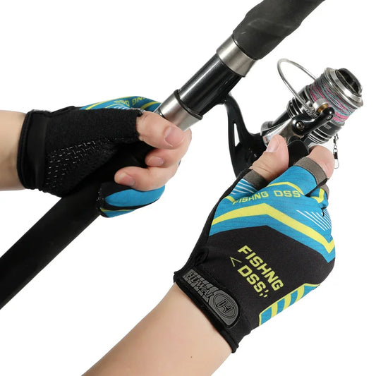 Fishing gloves, summer thin style, sun protection, quick drying, men's and women's dew, three finger breathable, anti piercing,