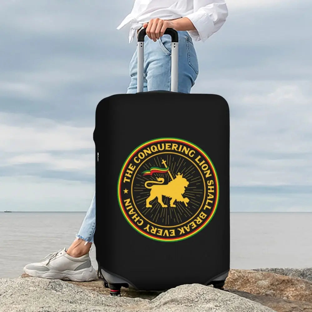 Custom Cute Jamaica Rasta Judah Lion Rastafari Flag Luggage Cover Protector Dust Proof Travel Suitcase Covers