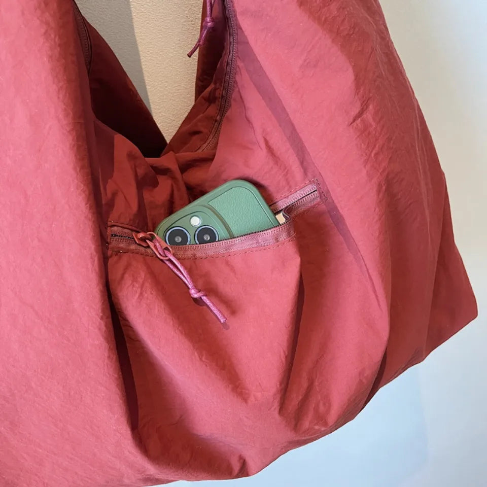 Japanese Fashion Casual Nylon Tote Bag Women 2025 New Style Trend All-match Large Capacity Underarm Bag Commuter Shoulder Bag