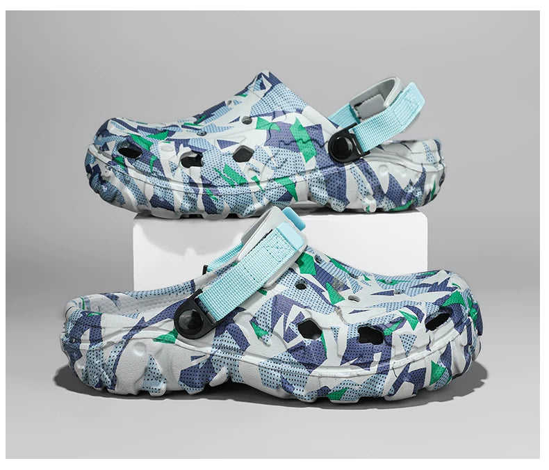 Summer Outdoor Beach Sandals Men Clogs Shoes Men Slippers Camouflage Platform Aqua Shoes Soft EVA Indoor Home Slides Flip Flops