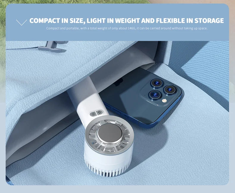 Portable Ice Compress Mini Fan with Hook 3-speed Wind Adjustable USB Rechargeable High-speed Handheld Turbo Fan 3S Fast Cooling