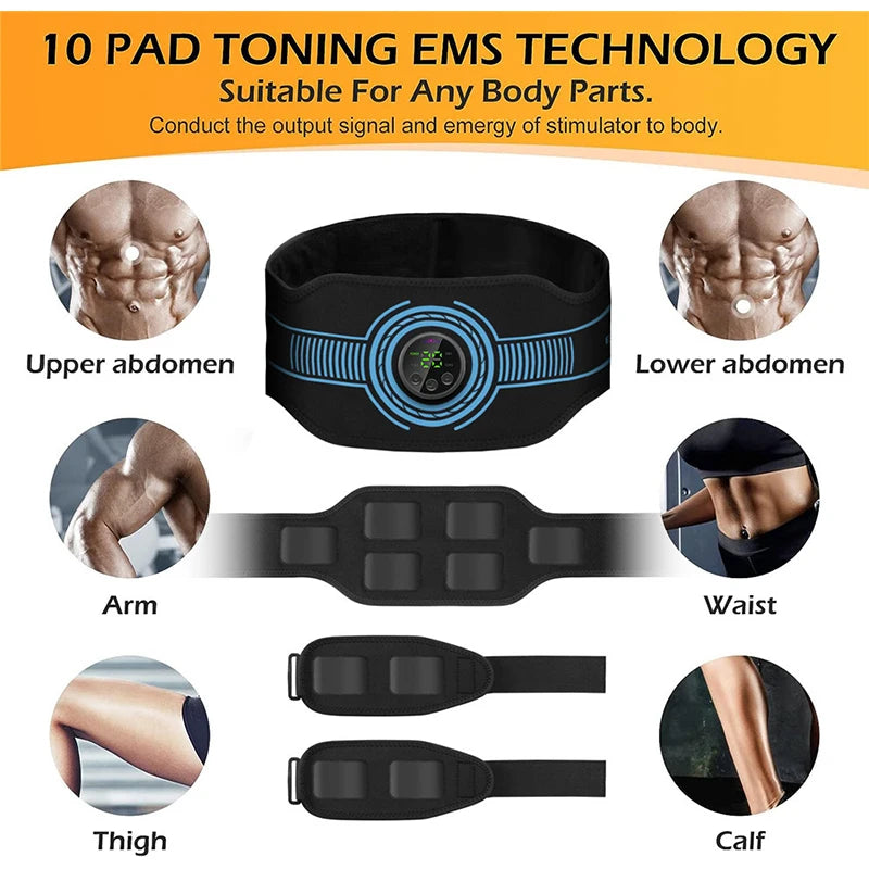 Smart EMS Muscle Stimulator Abs Trainer Abdominal Toning Belt Muscle Toner Body Slimming Weight Loss Home Gym Fitness Equiment