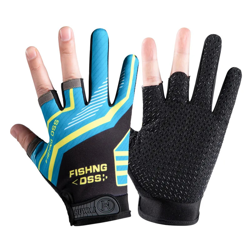 Fishing gloves, summer thin style, sun protection, quick drying, men's and women's dew, three finger breathable, anti piercing,