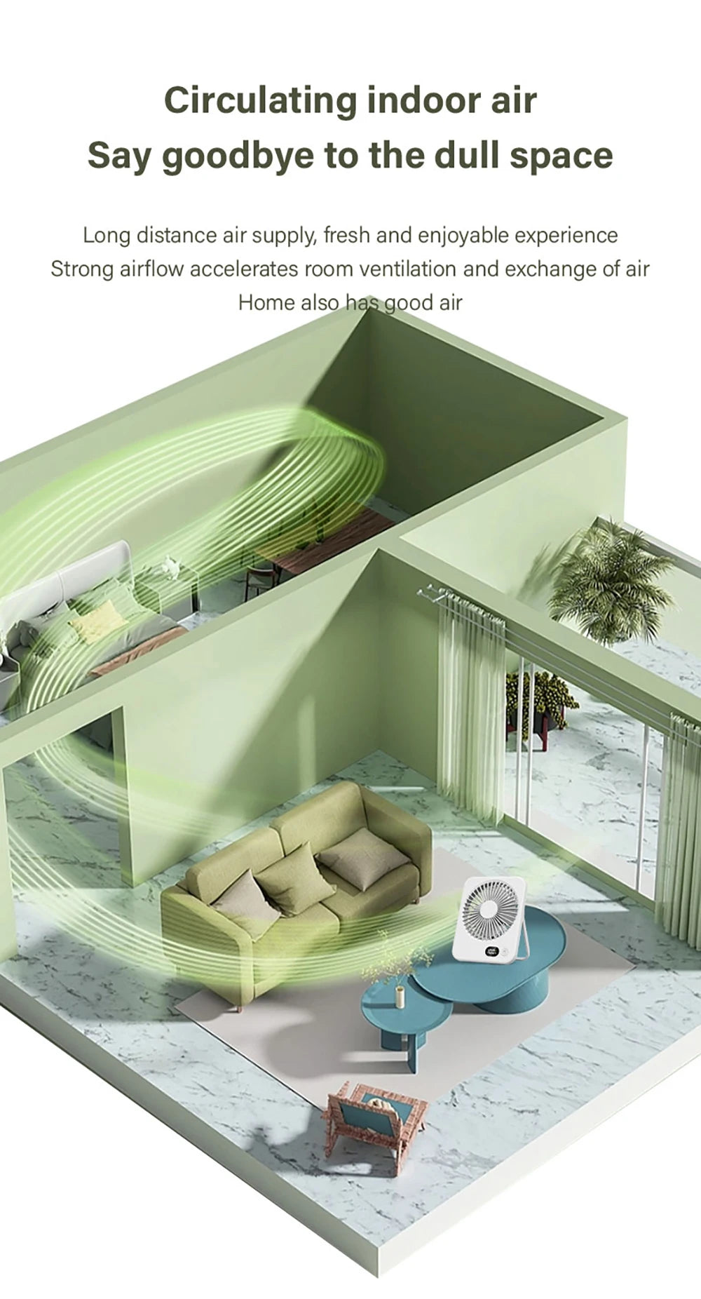 Portable Mini Desk Fan 2025 New USB Charging Rapid Cooling With Digital Display Desktop Air Circulator 5-Speed 180° Adjustable