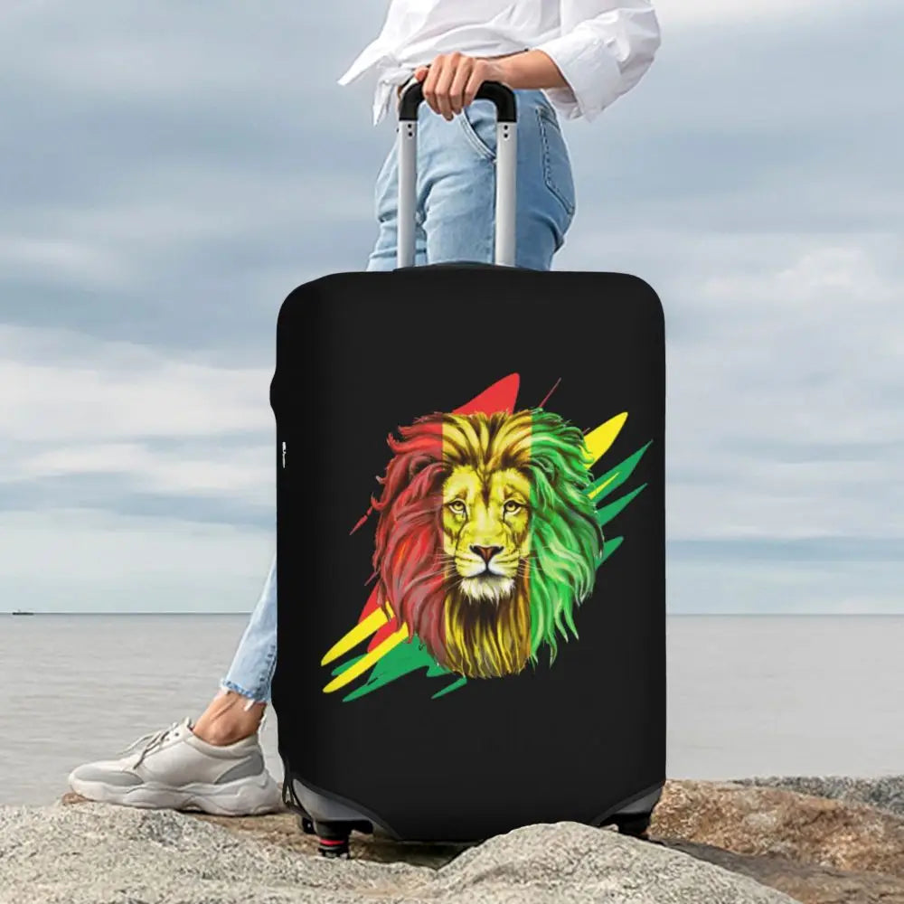 Custom Cute Jamaica Rasta Judah Lion Rastafari Flag Luggage Cover Protector Dust Proof Travel Suitcase Covers
