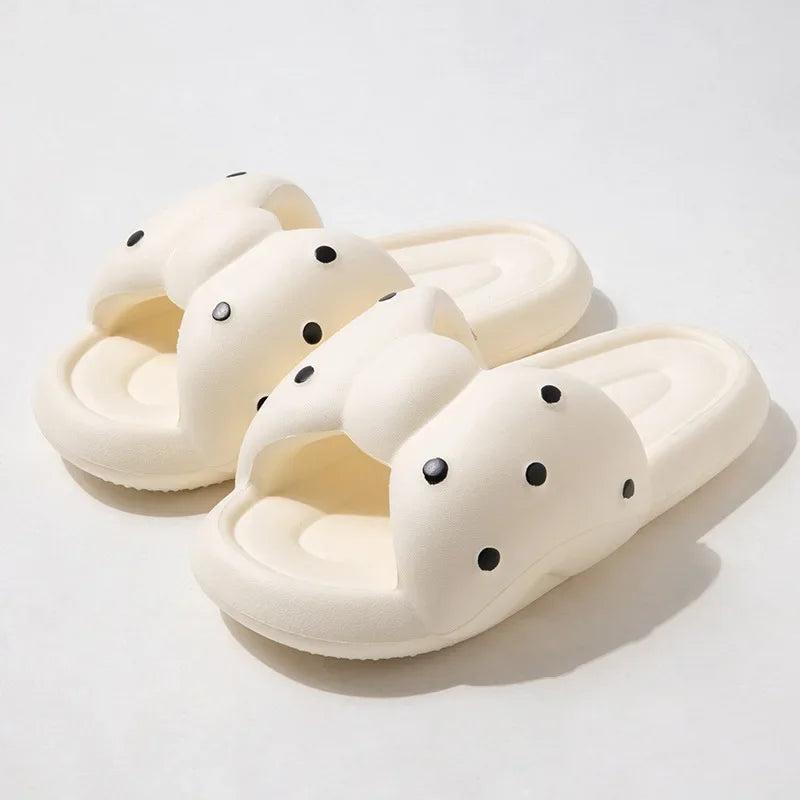 Summer Women's Slippers Kawaii Butterfly Polka Dot Platform Bathroom Anti Slip Cozy Slippers for Outdoor Wear Home Indoor Shoes