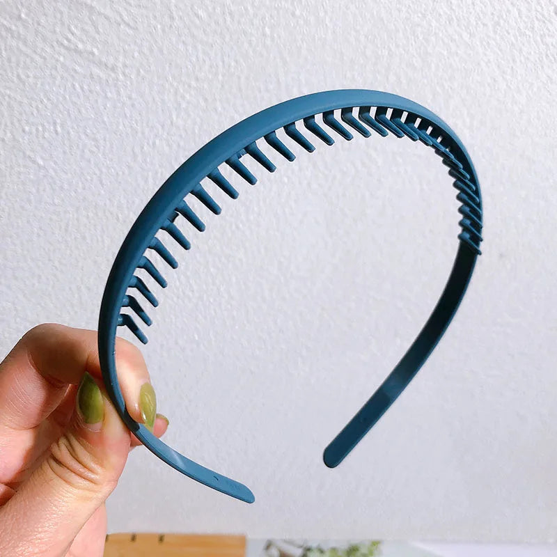 Fashion Solid Color Plastic Hairbands For Women Toothed Wave Combs Non-slip Hair Bands Hair Accessories Girl Face Wash Headbands