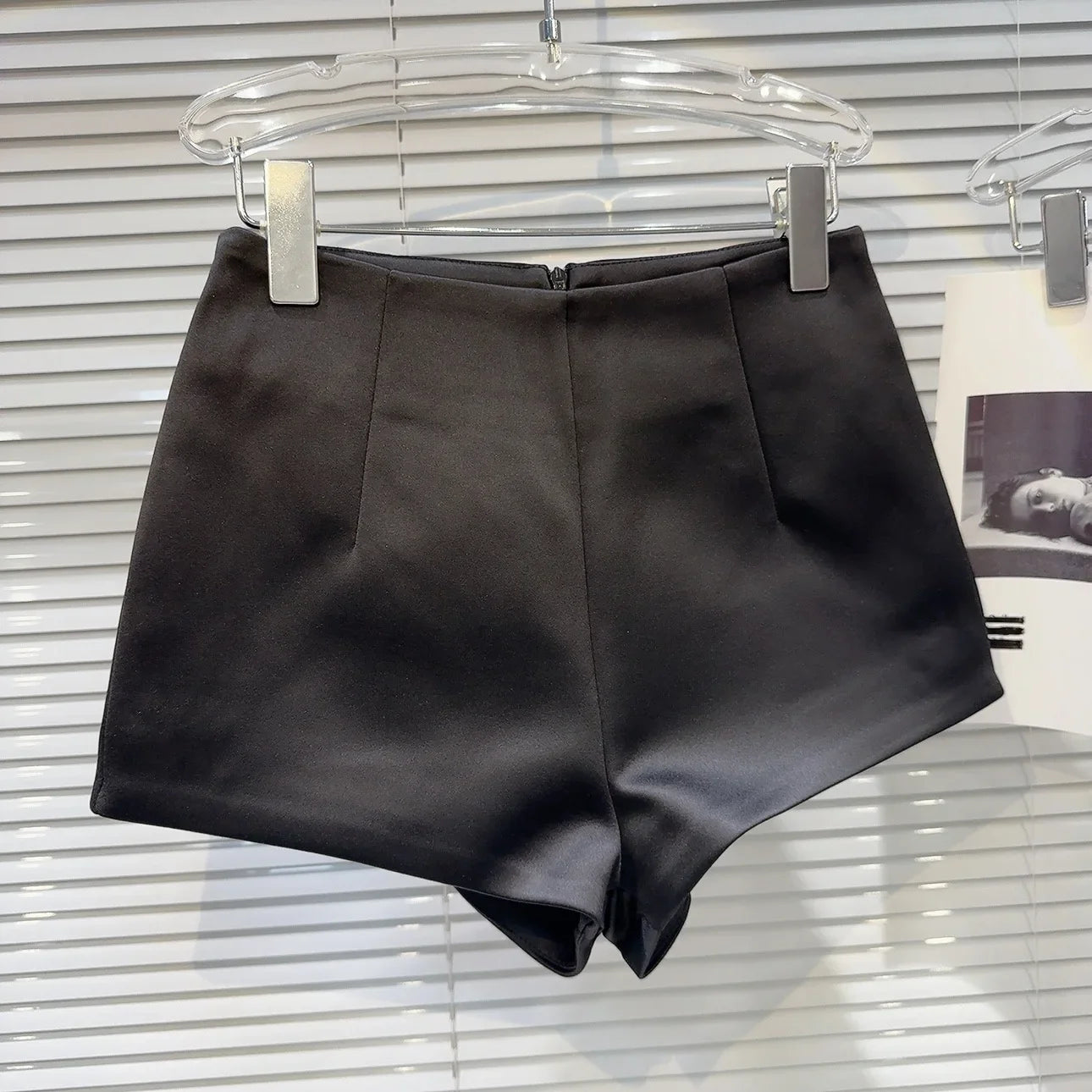 Korean Style Simple High-Waisted A- Line Casual Pants 2024 Spring Versatile Slimming Base Shorts Satin Three-Quarter Length Trou