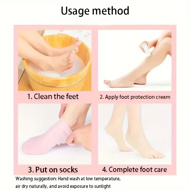 For Dry Cracked Feet Nourishing Skin Lubricating Foot Care Massage Socks Moisturizing Silicone Gel Socks A Pair