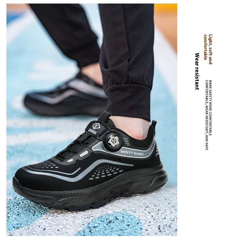 Rotating Button Men Shoes Security Sneakers Steel Toe Shoes Puncture-Proof work Shoes Anti-smash Sport Safety Shoes Protective