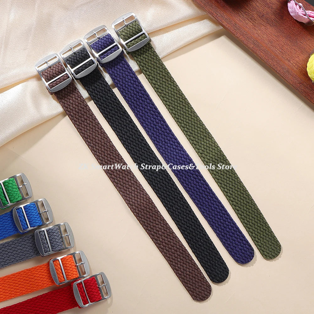 14mm 16mm 18mm 20mm 22mm Perlon Weave Band Nylon Watch Strap Fabric Woven Wristband Woven Women Men Bracelet Watch Accessories