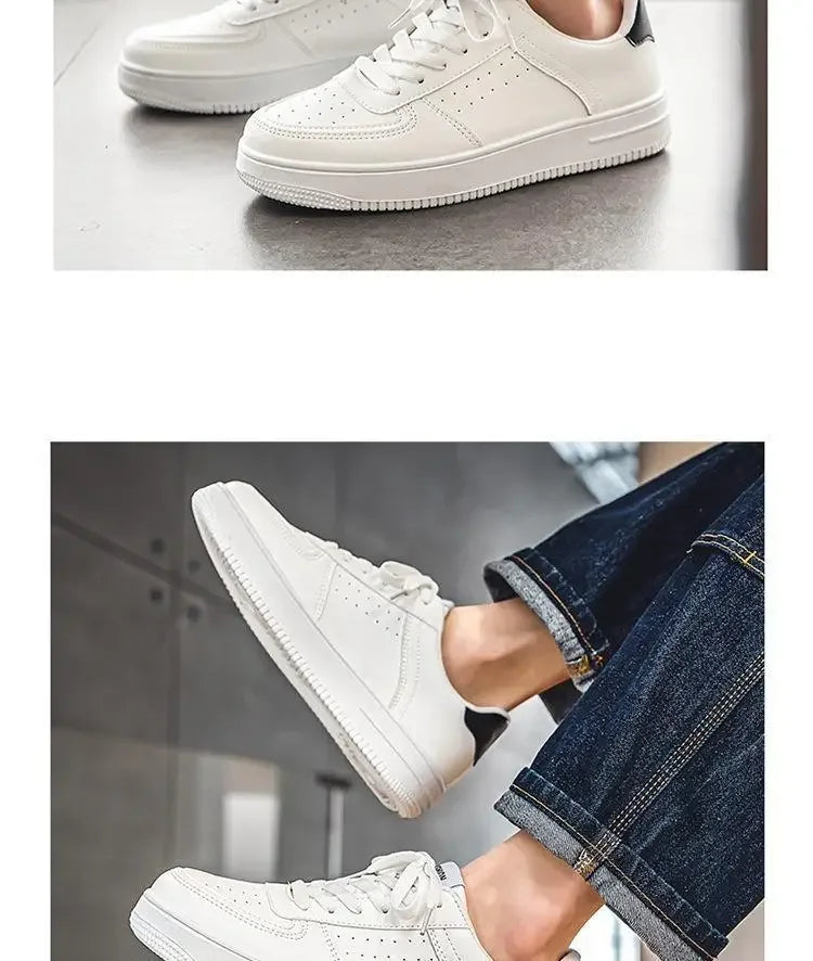 **2025 New White Shoes for Men's Spring Youth Casual Versatile Men's Shoes for Students Pure White Sports Board Shoes
