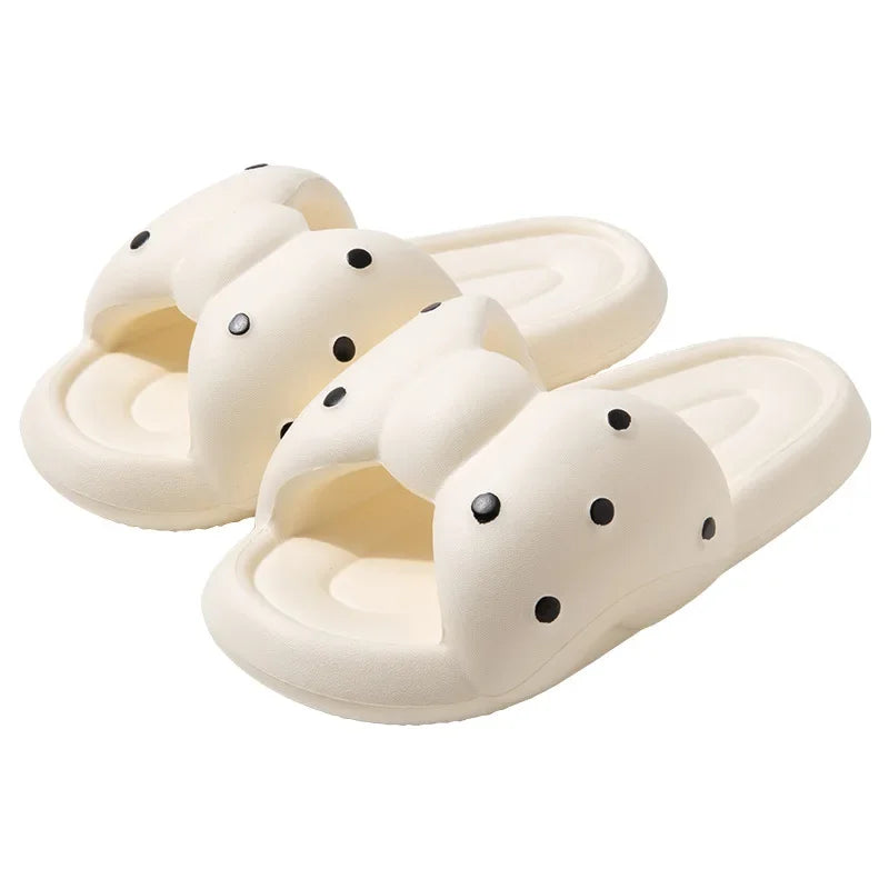 Summer Women's Slippers Kawaii Butterfly Polka Dot Platform Bathroom Anti Slip Cozy Slippers for Outdoor Wear Home Indoor Shoes