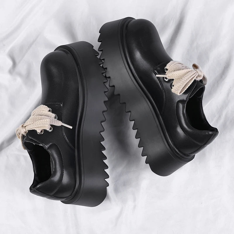 Autumn Men Platform Shoes Casual Business Genuine Leather Shoes Fashion Thick Sole Male Flat Sneakers British High Quality Shoes