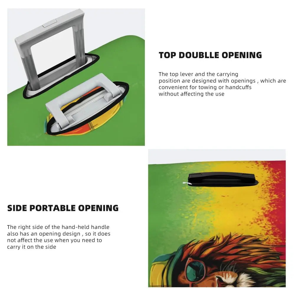 Custom Cute Jamaica Rasta Judah Lion Rastafari Flag Luggage Cover Protector Dust Proof Travel Suitcase Covers