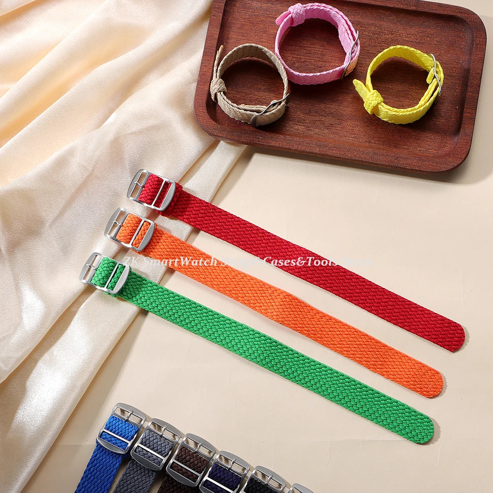 14mm 16mm 18mm 20mm 22mm Perlon Weave Band Nylon Watch Strap Fabric Woven Wristband Woven Women Men Bracelet Watch Accessories