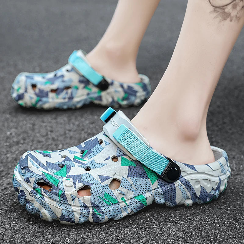 Summer Outdoor Beach Sandals Men Clogs Shoes Men Slippers Camouflage Platform Aqua Shoes Soft EVA Indoor Home Slides Flip Flops