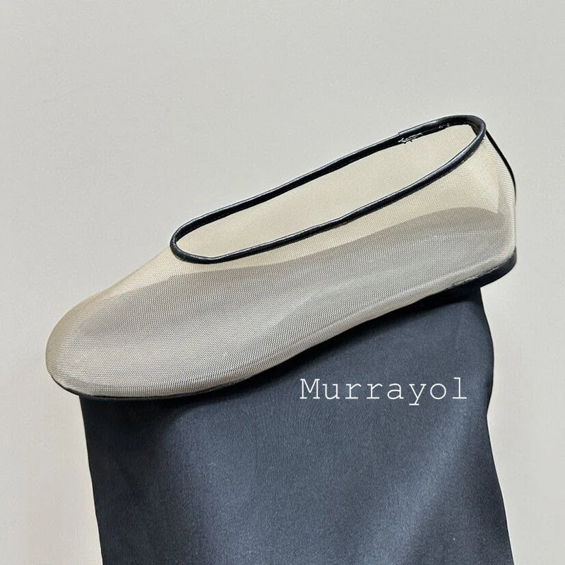 New Round Toe Mesh Breathable Mary Jane Shoes Women Solid Color Flat Shoes Summer Leisure Vacation Single Shoes Loafers