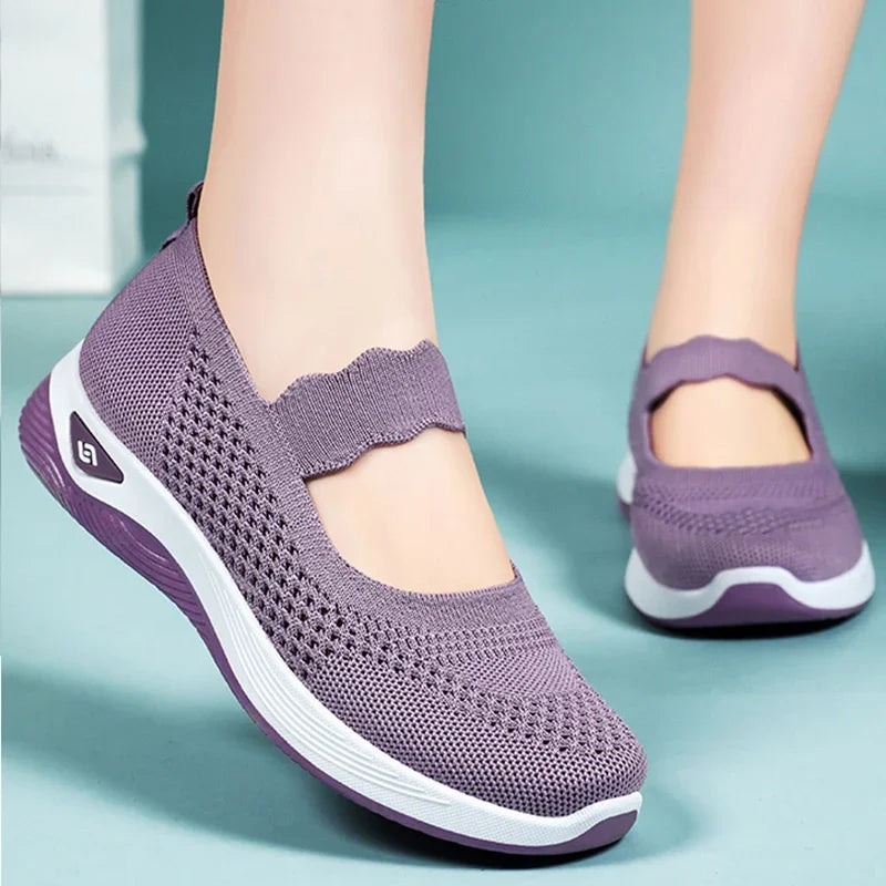 Women Lightweight Breathable Mesh Sneakers Spring Summer Slip On Casual Sports Shoes Woman Plus Size Comfort Non Slip Flat Shoes