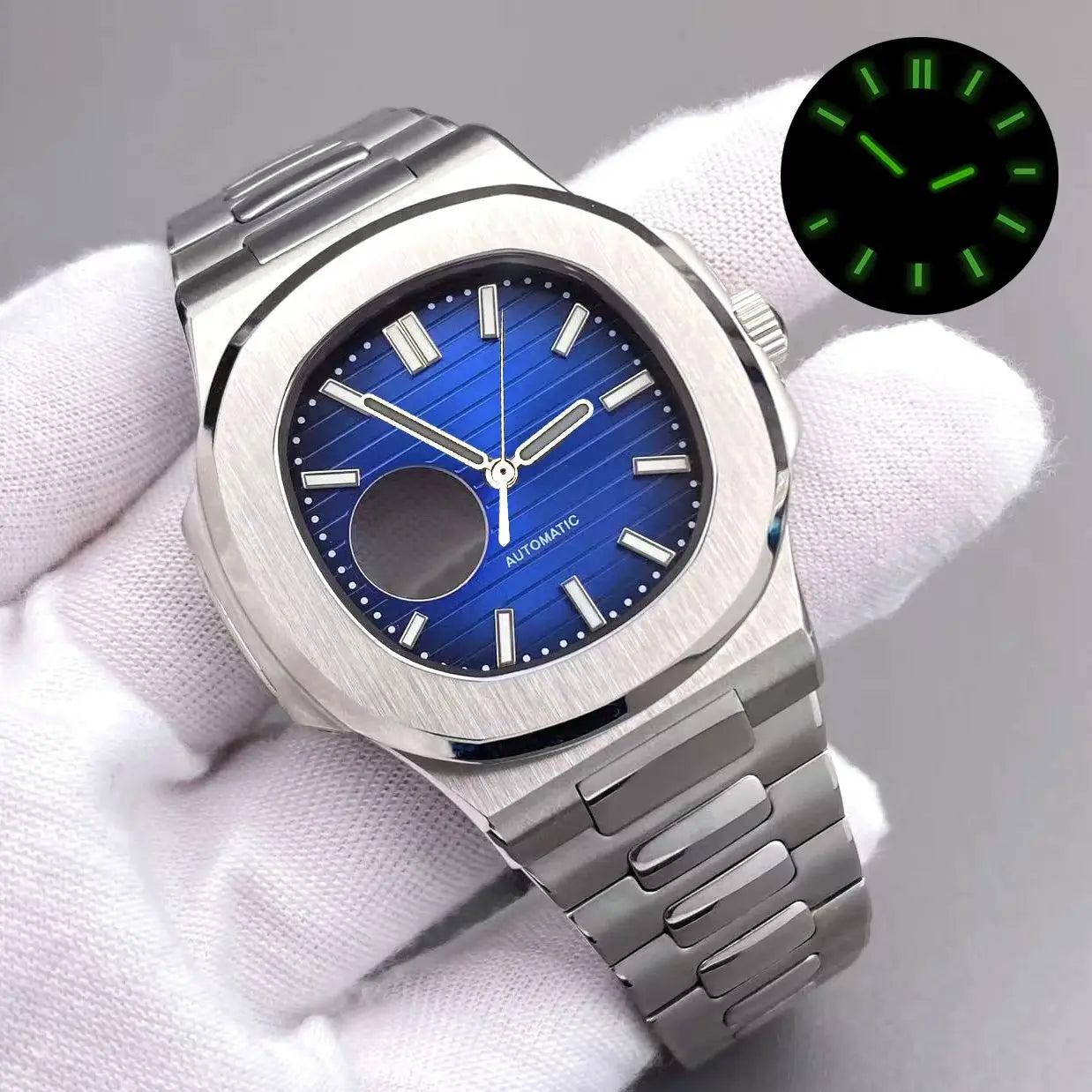 43mm Silver Stainless Steel for Nautilus Case NH35 NH36 NH38 4R Movements 30.5mm Dial Men Watch Repair Replacement Case NH35